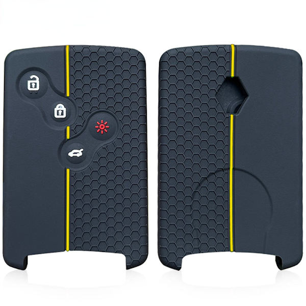 4 Knappar Silikon Bilnyckelfodral Skydd För Renault Duster Captur Clio Logan Megane 1 2 3 Koleos Scenic Nema Fluence Zoe Tillbehör 1PC black(yellowline