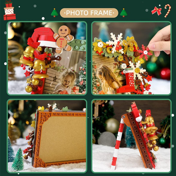 MOC Creative Christmas Fun Skrivbord Spegel Tegelstenar Jultomte Pepparkakor Husset Byggklossar Dekoration Leksaker Barn Pojkar Presenter 648pcs no box As photo