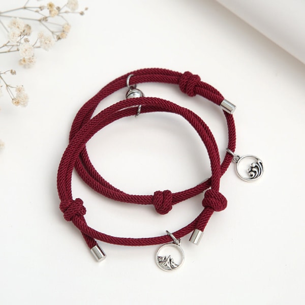 Alloy Oath of Love -pariskuntarannekoru, pari Oath of Love -kantohihna miehille ja naisille, pieni koru Alloy oath a pair in red