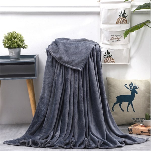 Mjuk varm korallfleece flanellfiltar för sängar Fuskpäls Minkkast Enfärgad cover Överkast Vinterplädfiltar Dark Gray 150X200CM 58X78Inch