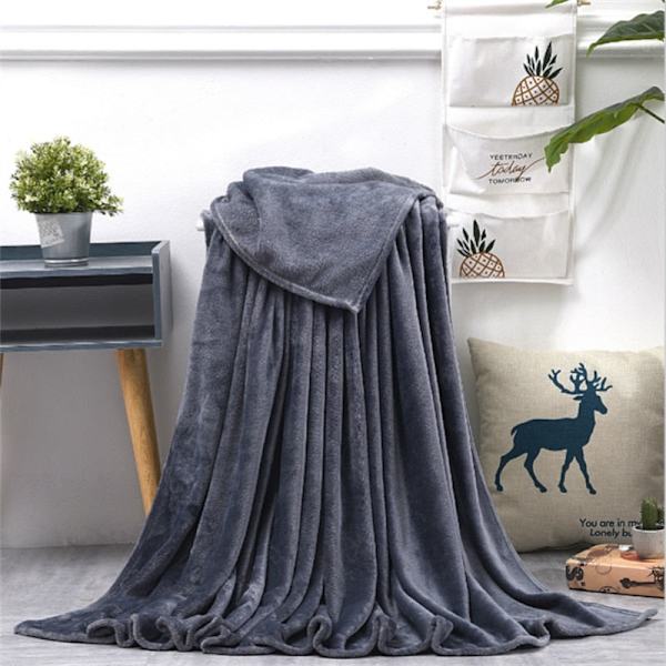 Mjuka Varma Korallfleece Filtar för Sängar Fuskpäls Mink Pläd Enfärgad Sofföverdrag Sängöverkast Vinter Plädfiltar Dark Gray 70x100cm 28x39inch