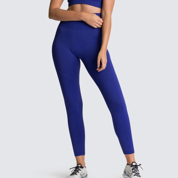 Sömlös Enfärgad Andningsbar Snabbtorkande Fitness Hög midja Persika Höfthöjning Skinny Stretch Hip Lift Yogabyxor för kvinnor 6095 pants-Deep Purple L