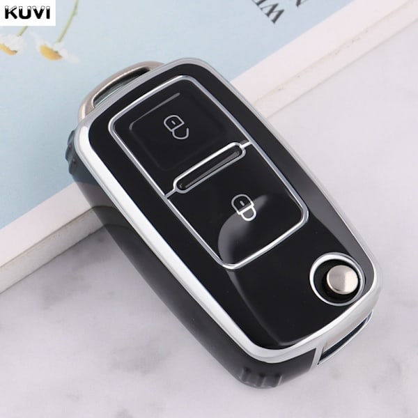 2 3 Knappar TPU Bilnyckelfodral Skal Fob För MK4 Bora Golf 4 5 6 Jetta Passat Polo Bora Touran Skoda Seat 3 Button White