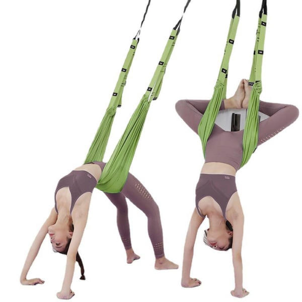 Elastiskt stretchigt yogabälte dragrep inverterat rep stretchbälte split lägre midjetränare green