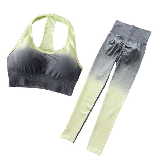 Set Gym Fitness Kläder Tränings Leggings Sportkläder för kvinnor suit-green L