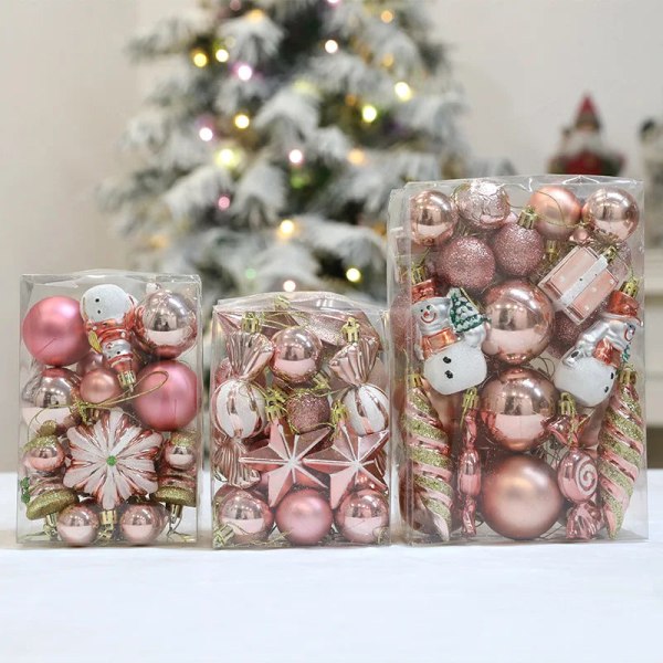 29/20 kpl Joulukuusen Palloja Riippuva Koriste Karkkikeppi Mäntykäpy Koristesetti Joulu Kodin Sisustus 2024 Navidad Uusi Vuosi Rose Gold-20pcs