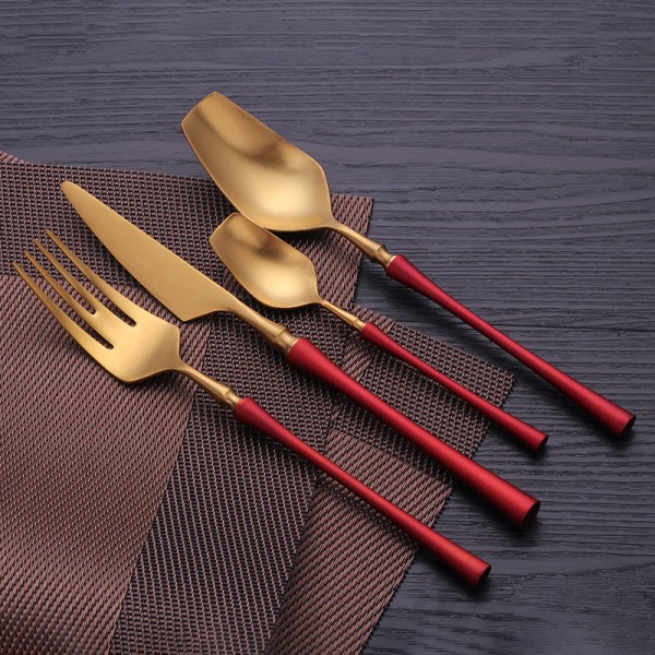 Bestickset i rostfritt stål Guld Bestickset Västerländska Matbestick Servis Julklapp Gafflar Knivar Skedar Overseas pink silver