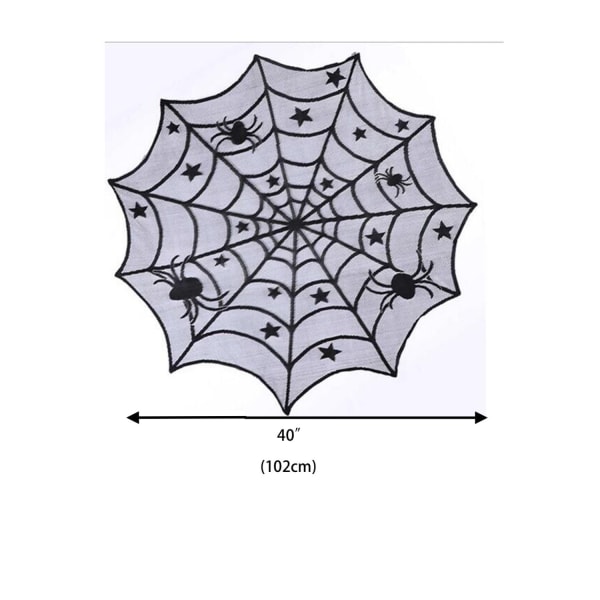 Halloween bordsduk Spider Web Öppen spis Handduk engångs svart spindelnät lampskärm Dekorativ bordslöpare Set E-meal pad 6-piece set diameter Black