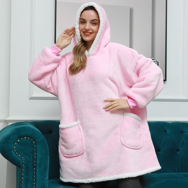 Tæppe med Ærmer Kvinder Oversized Hættetrøje Fleece Varm Hættetrøjer Sweatshirts Kæmpe TV Tæppe Kvinder Hættetrøje Morgenkåbe TV170 Gray One Size