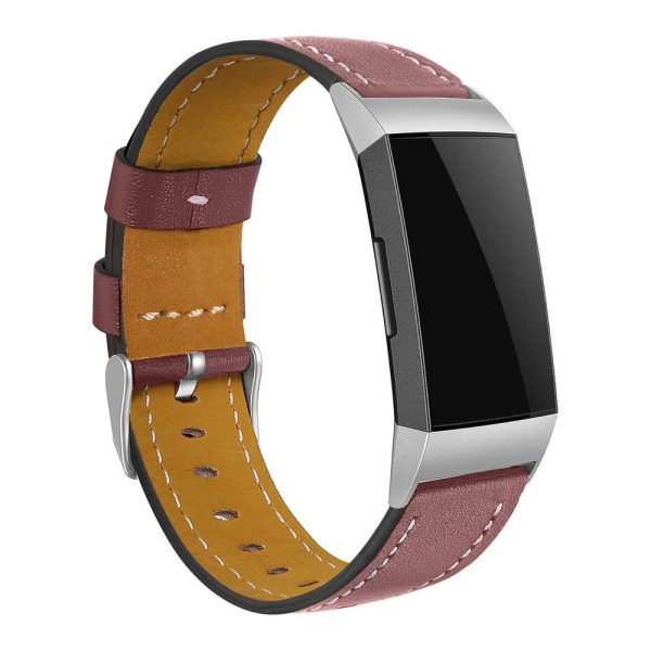 Ersättningsarmband för Fitbit Charge 3 Läderarmband Utbytbara Smart Fitness Klockarmband med Rostfri Ram för Charge3 O