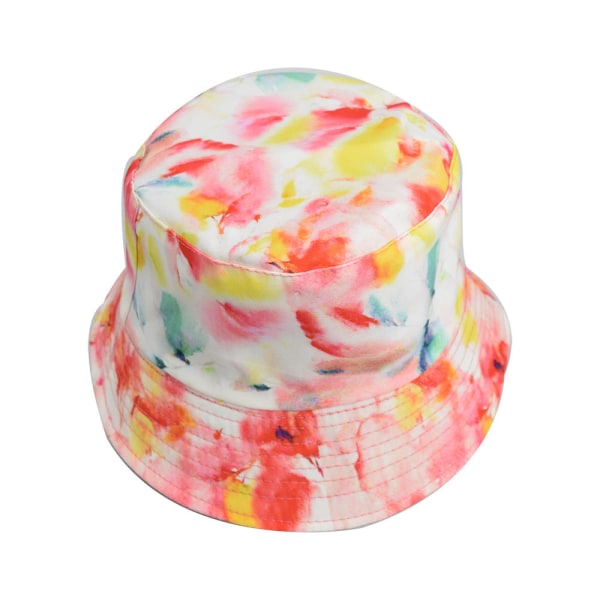 Unisex Vendbar Tie Dye Print Bøttehatt med brem Utendørs Sol Safari Camping Fiske 2# One Size