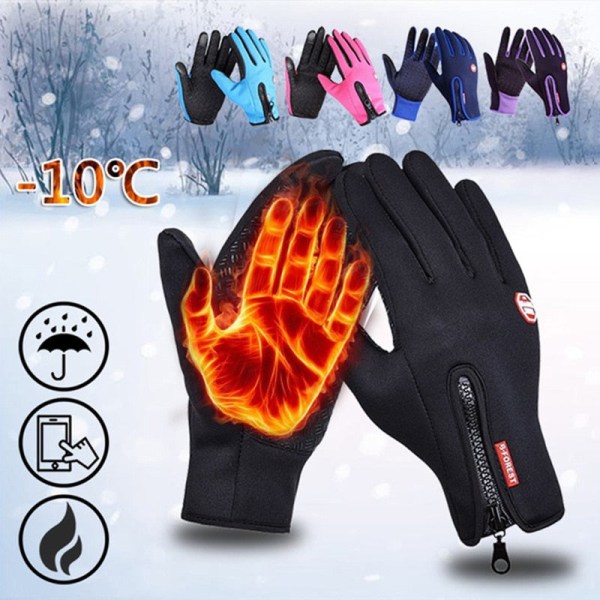 Varme vinterhansker for menn, berøringsskjerm, vanntette, vindtette hansker, snowboard, motorsykkel, kjørehansker Black XXL