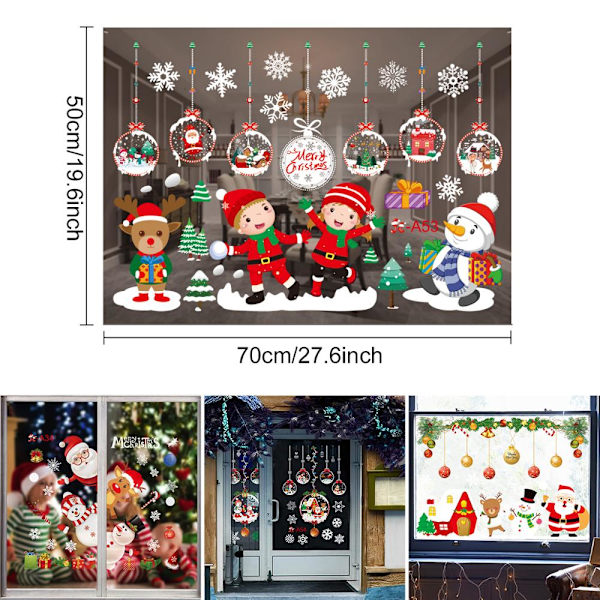 God Jul Dekor Fönsterdekaler Santa Älg Väggdekal För Jul Hem Dörr Fönsterdisplay Dekor Gott Nytt År 2023 a