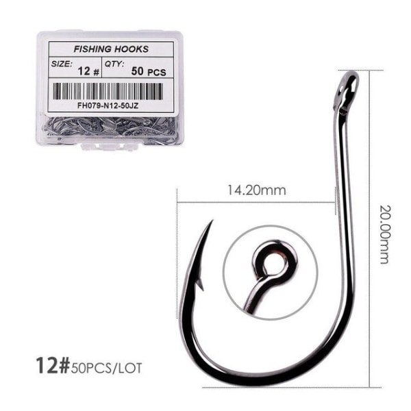Fishhook 50 stk / 20 stk / Eske Sirkel Karp Øye Fiskekrok Størrelse 2-22# Ringøye Japan Fiskekroker Fiskekroker Enkel Jigg Fiskekrok Utstyr Size 12 - 50pc