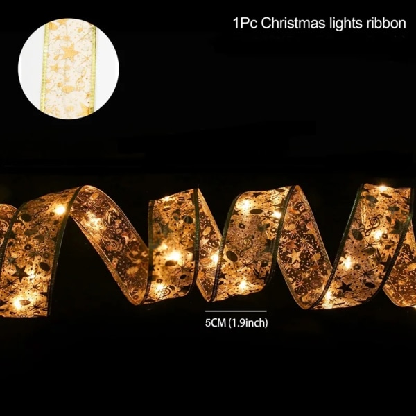 Jouluinen nauhavaloketju Hyvää Joulua Koristeet Kotiin 2023 Joulukoriste Joululahjat Uusi Vuosi 2024 Gold white light 5M 50LED