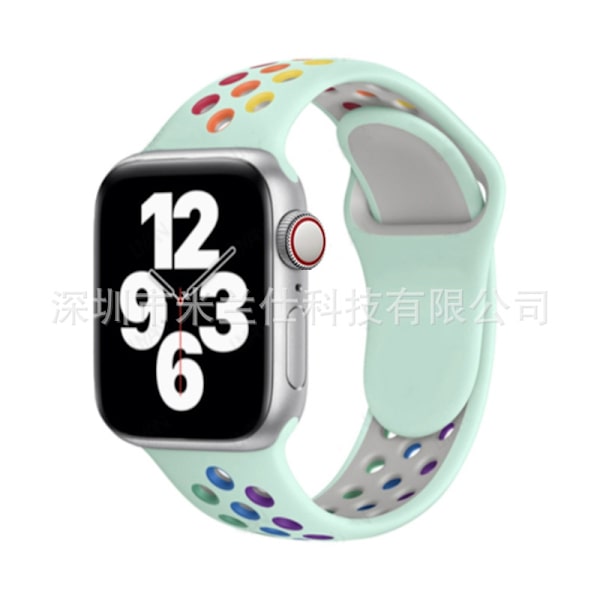 Klockarmband för Apple Watch iWatch 38/40/41/42mm-S10 utökad storlek ML kod 54 ljusblå regnbåge