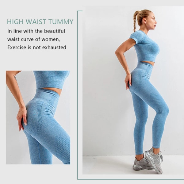 Yoga Set Träningskläder Crop Top Hög Midja Leggings Sportkläder För Kvinnor 5pcsSetBlack M