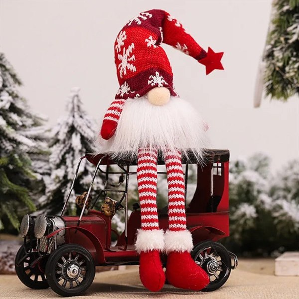 Lysande Tomte Jul Ansiktslös Docka God Jul Hemdekoration Navidad Natal Gåva till Nyår 2023 Julklappar Long Red With battery and Led