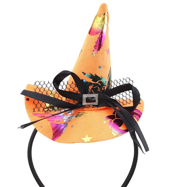 Halloween Kurpitsapanta Oranssi Noidan Cosplay Päähine Halloween Juhlatarvikkeet Hiustarvikkeet Hattu Colorful cobweb