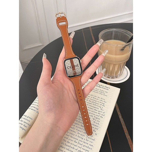 Urrem til Apple Watch iWatch 38/40/41 Rosaguld Connector Brun Rosaguld Spænde