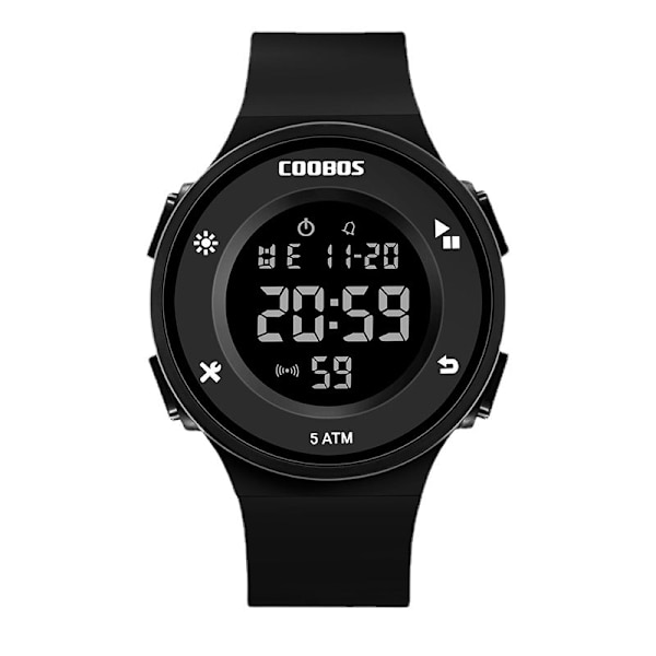 50 M Simning Vattentät Student Sport Elektronisk Klocka Vattentät LED Ljusande Enkelhet Par Klocka 0991 black and white