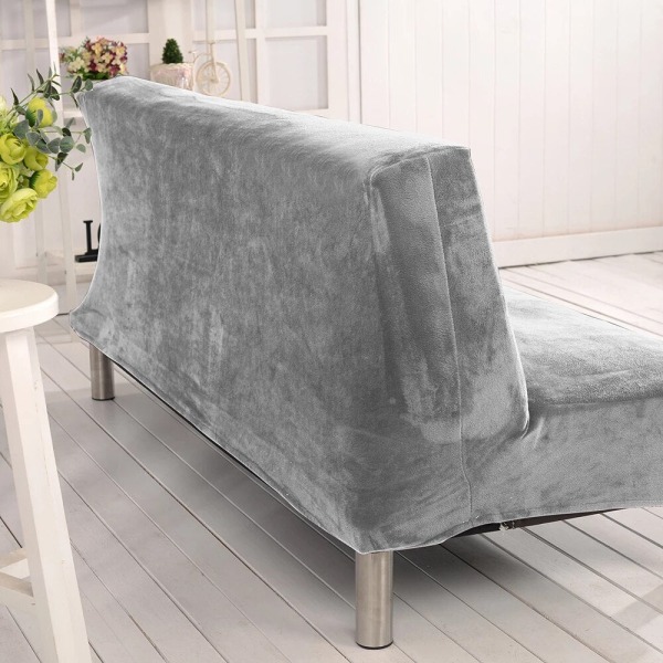 Universal Storlek Plysch Sofföverdrag Bäddsoffa Ärmlös Fällbar Sits Överdrag Stretch Överdrag Billigt Soffskydd Elastiskt Överdrag Dark Grey L Size