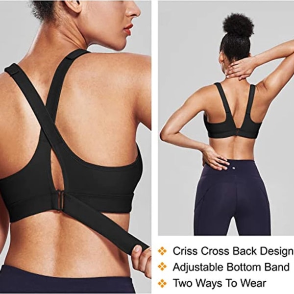 Jooga Rintaliivit Crop Urheilutoppi Säädettävä Vyö Vetoketjulliset Jooga Juoksuliivit Push Up Liivi Purple 3XL