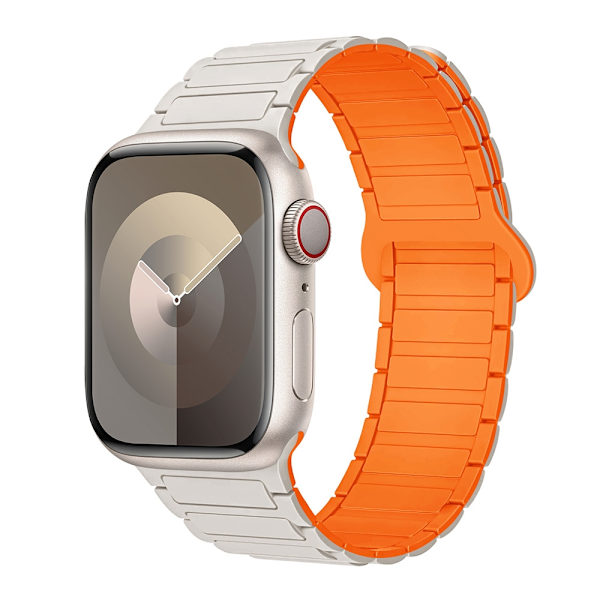 Kellon ranneke Apple Watch iWatch 38/40/41/10. sukupolvi 42MM Tähtiloiste Oranssi