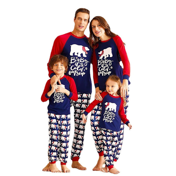 Joulu Pyjamat Yhteensopivat Perhe Pyjamat Painettu Vanhempi-lapsi Vaatesetti Isä, Äiti ja Lapsi Vauvan Pyjama Toppi + Housut Pyjamasetti Blue MEN M