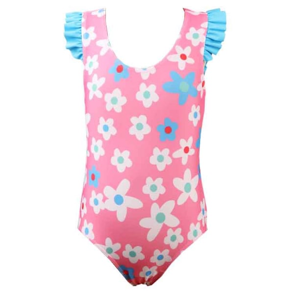 Baddräkt Flicka Baby En-del Spets Rosett Badkläder Pink 104/110cm（3-4 Year）