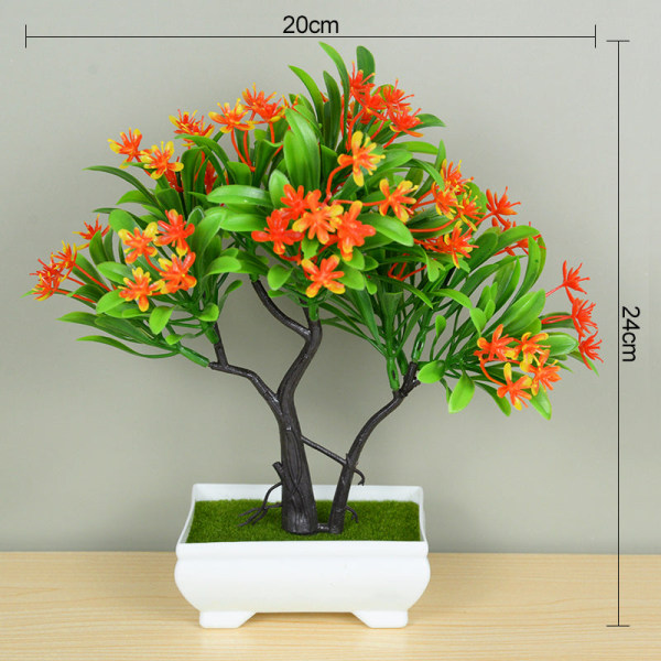 Kunstige planter i potte Grønn Bonsai Lite tre Gressplanter Potte Ornament Falske blomster for hjem hage dekorasjon Bryllupsfest F