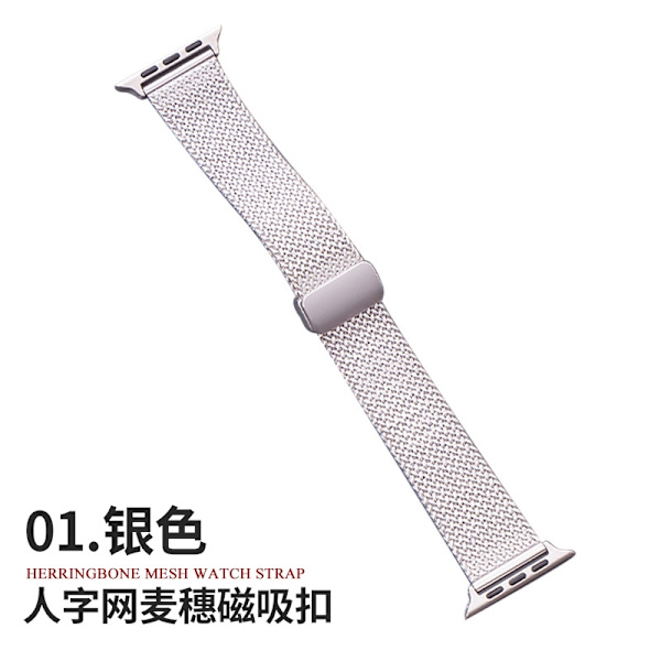 Kellon ranneke Apple Watch iWatch 1-9 sukupolvelle SE 38-40-41mm 22mm hihna hopeinen magneettisolki