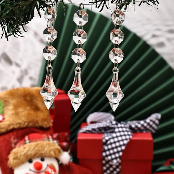 10 st Akryl Kristall Droppar Pärlor Julgransprydnader Träddekoration Girlang Ljuskrona Hängande Kristaller för Bröllopsfest HM22091901L-10pcs