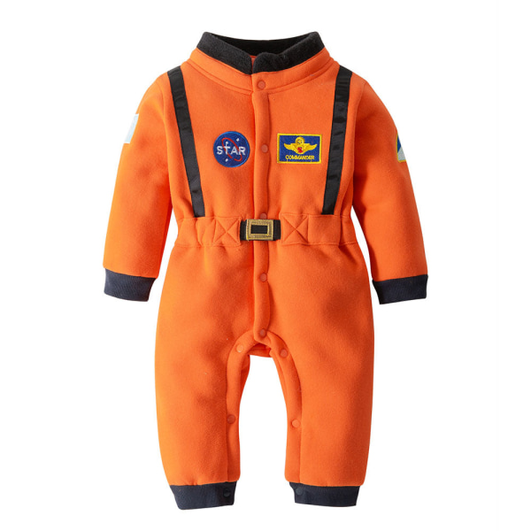 Umorden Astronaut Kostume Rumdragt Rompere til Spædbørn Drenge Småbørn Halloween Jul Fødselsdagsfest Cosplay Udklædning Orange 90 (12-18M)