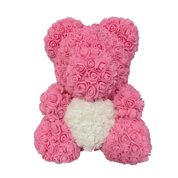 40cm Rose Bear Heart Konstgjord Blomster Rose Nalle För Kvinnor Alla hjärtans bröllop Födelsedag Julklapp BOX 25CM