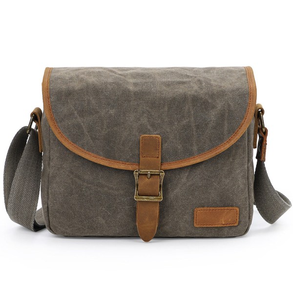 S. C. Cotton Vattentät Canvas Fotografi Väska Fritid Eos SLR Digital Packet Anti-Seismic Micro Single Shoulder Camera Bag Dark gray