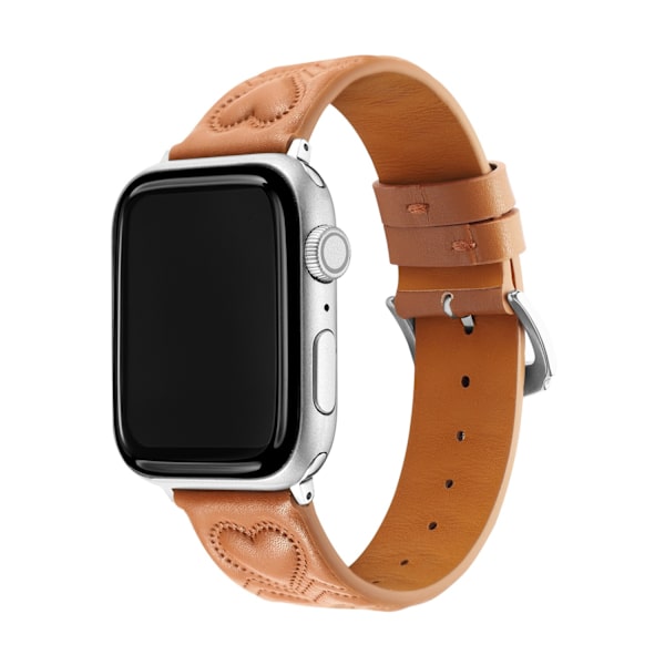 Urrem til Apple Watch iWatch 38/40/41 Sølv Connector Hjerte Brun