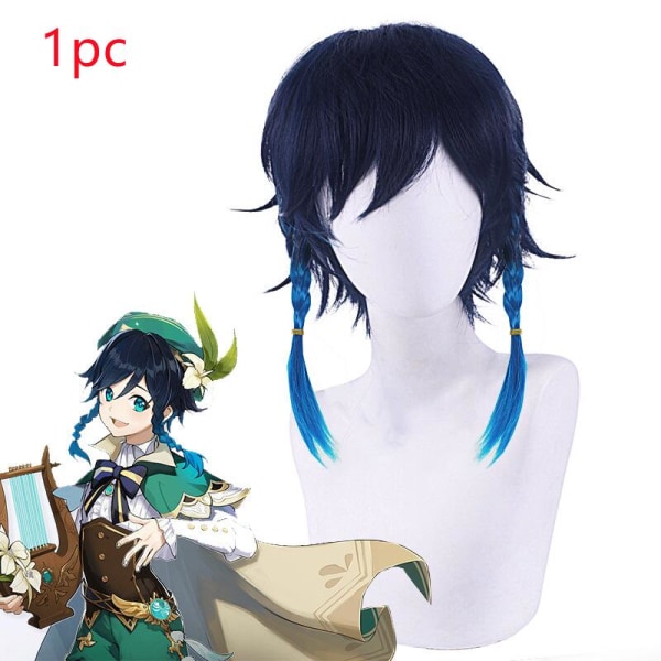 Venti Kostume Spil Genshin Impact Anime Cosplay Tilbehør Rekvisitter Paryk Kappe Sæt Halloween Gave Wig+Customs XS