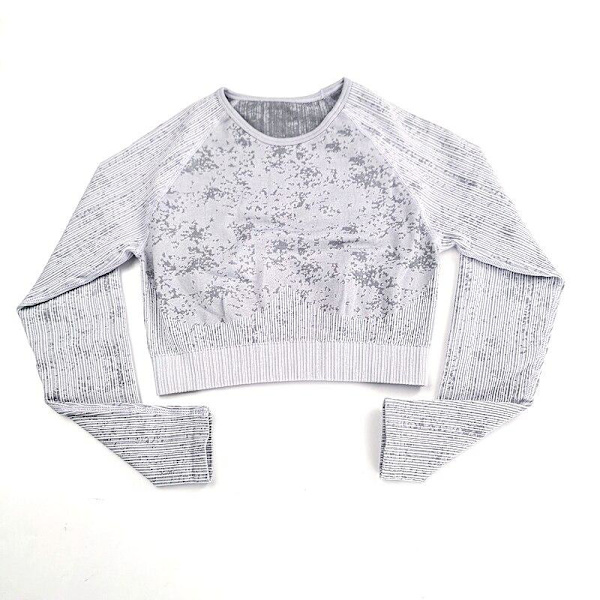 Yoga Sæt Langærmet Cropped Top T-Shirt Leggings Træningsdragt Til Kvinder Gray Set S