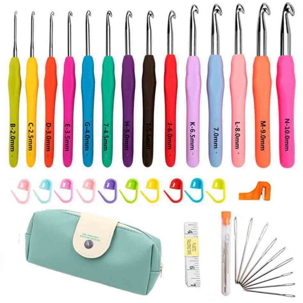 8/36 stk. Heklenåler, Ergonomiske Heklenåler, Ekstra Lange Heklenåler Strikke- og Hekleutstyr for Nybegynnere, Komfortabel 8pcs