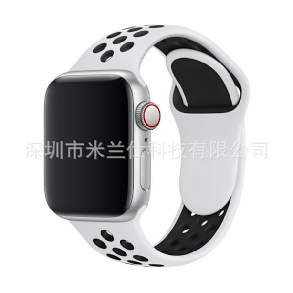 Klockarmband för Apple Watch iWatch 38/40/41/42mm-S10 utökad storlek ML kod 24 vit med svart