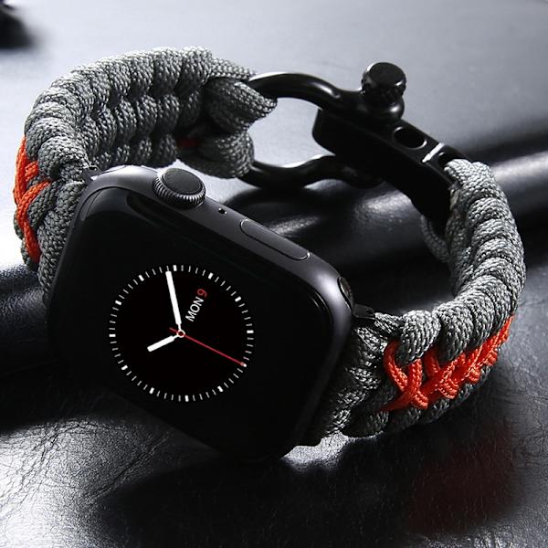 Klockarmband för Apple Watch iWatch 42/44/45mm L storlek grå och orange