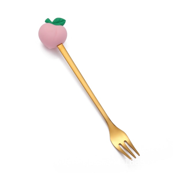 Frugtgaffel Sødt Børneservice Vandmelonske Dukke Kage Dessertgaffel Rustfrit Stål Kaffeske Strawberry Rabbit Golden Fork