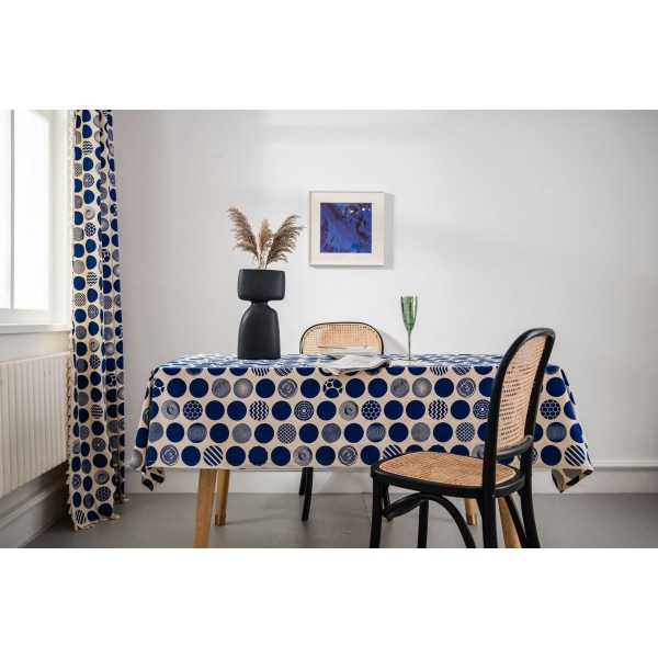 INS Style Bomull Linne Duk Etnisk stil Bohemian Svartvitt printed Matsals Duk Bok Duk Blue Bee without lace 140*220