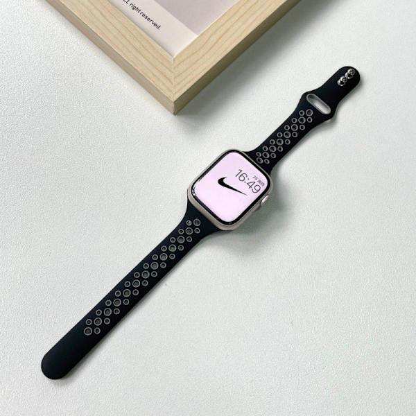 Kellon ranneke Apple Watch iWatch S10 42mm musta harmaalla reiällä