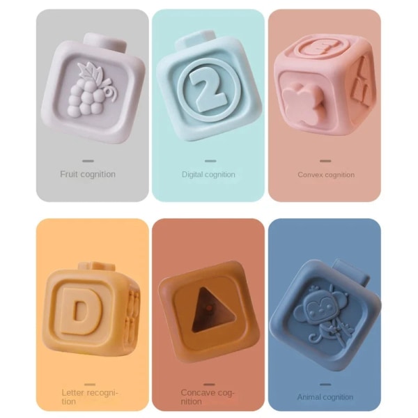 Vauvan palapeli rakennuspalikat kognitiivinen helpotus Neliö Pehmeät rakennuspalikat Jenga vinyyli rakennuspalikat joustavista liimaleluista Soft rubber Square 6PCs