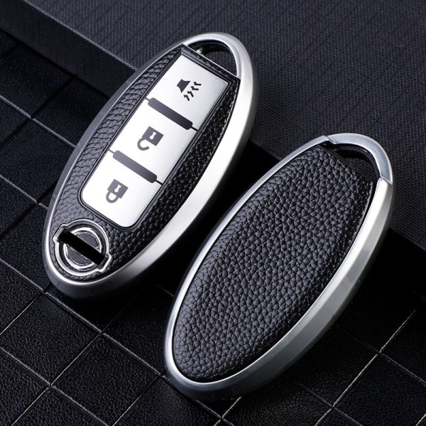 Læder TPU Bil Nøgle Etui Cover til Nissan Leaf Micra Qashqai J11 J10 X Trail T32 Versa Note Patrol Nøgle Fjernbetjening Cover Tilbehør 3 - 2 Silver