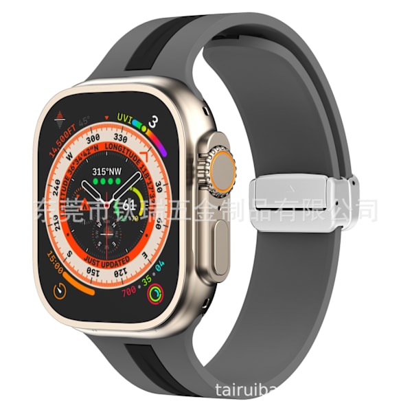Klockarmband för Apple Watch iWatch 42/44/45/49mm Grå och svart silverspänne