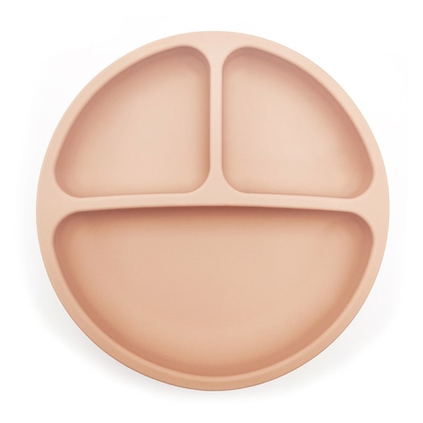 Baby Säker Silikon Matplatta Solid Söt Tecknad Barn Servis Sug Toddle Träning Bordsartiklar Barn Matningsskålar Beige