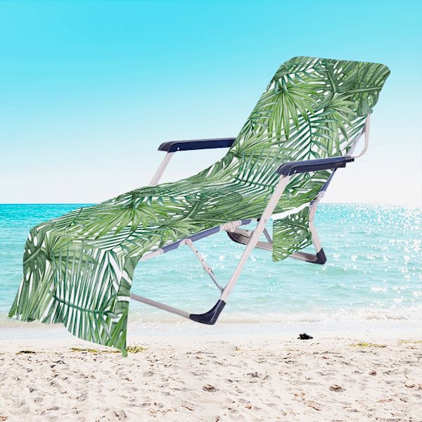 Tropiska Växter Mikrofiber Strandstolsöverdrag Handduk Med Ficka Utomhus Snabbtorkande Bärbar Trädgård Pool Lounge Stol Filt 27 73x210cm